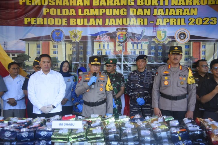 Polda Lampung musnahkan 168,2 Kg Shabu dan 91,3 Kg Ganja Periode Pengungkapan Januari s.d April 2023
