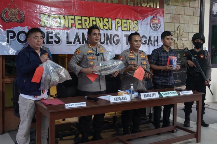 Gelar Konfrensi Pers, Polres Lamteng Ungkap Penangkapan Bandar Sabu