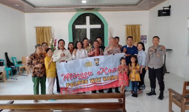Minggu Kasih, Polres Way Kanan Sambangi GKSBS Sampaikan Binluh Kamtibmas