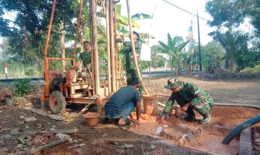 Bantu Tangani Krisis Air, Satgas TMMD Kodim Way Kanan Buat Sumur Bor