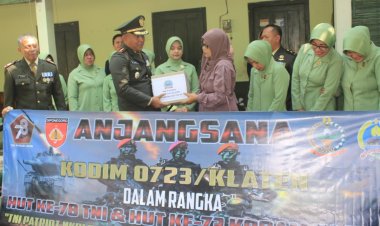 Kodim Klaten Bersama Persit Kunjungi Panti Asuhan Dalam Rangka Peringati HUT  Ke-78 TNI