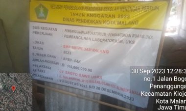 Pembangunan di Smp Sriwedari Kota Malang Diduga Dijadikan Ajang Bisnis