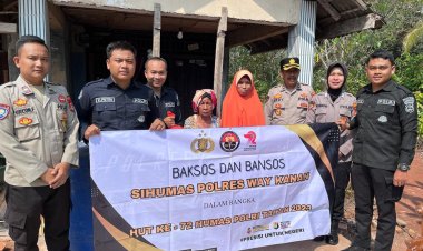 HUT Humas Polri Ke 72, Polres Way Kanan Salurkan Bansos Sembako 
