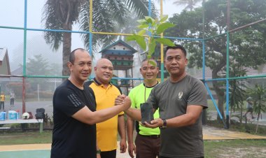 Olah raga bersama TNI di Lapangan Wisma Duta Komplek Pertamina Prabumulih