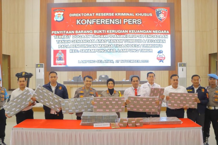 Ditreskrimsus Polda Lampung Lakukan Penyitaan Barang Bukti Korupsi Bendungan Marga Tiga Lampung Timur Senilai 9,3 Milyar