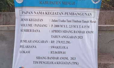 Pemerintah Desa Sidang Bandar Anom RJU, Realisasikan Timbunan Tanah Merah Jalan Usaha Tani