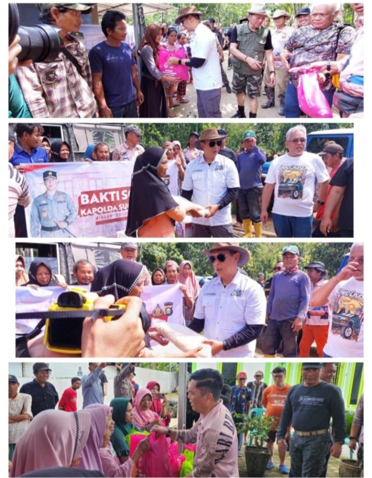 Kapolda Sumsel Irjen A. Rachmad Wibowo  Gandeng Komunitas 4X4,  datangin Masyarakat Korban Banjir dan Berikan Bantuan