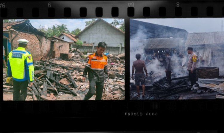 Polsek Blambangan Umpu Datangi TKP Kebakaran Rumah di Kampung Bumi Baru
