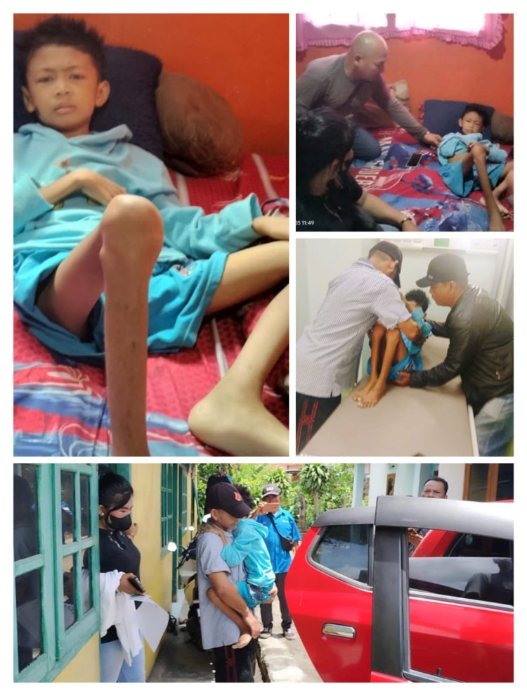 Mendapatkan laporan dari masyarakat Team Elang Mas Evakuasi pelajar SD yang terbaring lemah karena kedua kaki nya tidak bisa di Gerakan