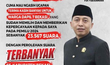 Pileg 2024 DPRD Kabupaten Bekasi, NYUMARNO Raih Suara Terbanyak 23.567 Suara