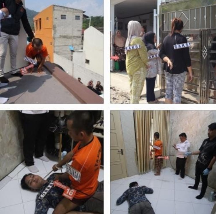 Polisi Lakukan Reka Adegan Pembunuhan Emak Ceuce seorang ART di Sukabumi