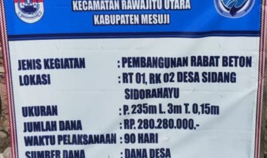 Pemerintah Desa Sidang Sido Rahayu Realisasikan Pembangunan Rabat Beton Mengunakan Dana Desa dd