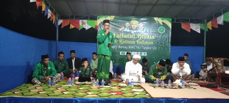 MWC NU Tungkal Ulu Gelar Pengajian Rutin Bulanan Serta Serahkan Bantuan Kepada Anak Yatim dan Kaum dhuafa