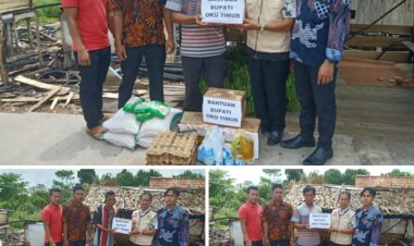 Dinas Sosial Oku Timur Salurkan Bantuan untuk Korban Kebakaran di Desa Gunung Batu Kecamatan Cempaka 