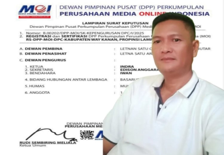 Indra Kembali Nahkodai MOI Waykanan Dengan Struktur Kepengurusan Yang Baru