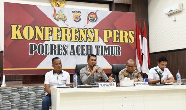 Polres Aceh Timur Gelar Konferensi Pers Pengungkapan Narkoba dan Pelecehan Seksual