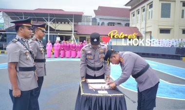 Kapolres Lhokseumawe Pimpin Sertijab, AKP Abdhi Hendriyatna Jabat Kabag Ops dan AKP Irfan Firdaus Jabat Kasat Lantas