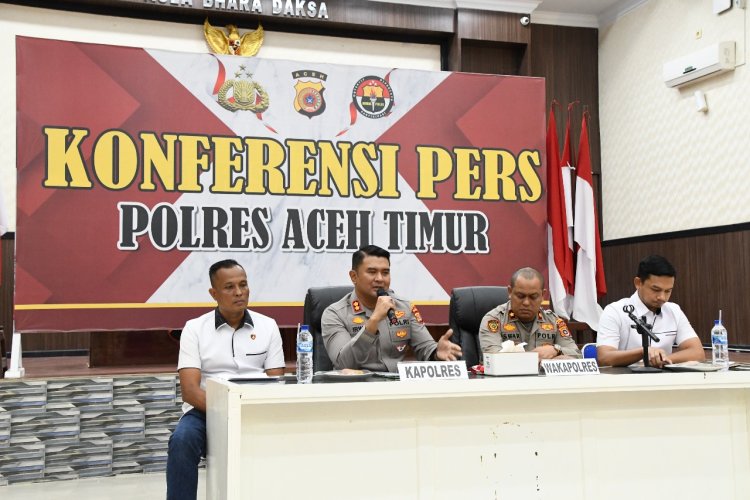Polres Aceh Timur Gelar Konferensi Pers Pengungkapan Narkoba dan Pelecehan Seksual