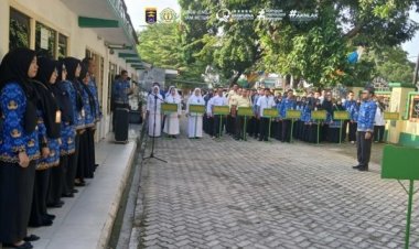 UPACARA PERINGATAN HARI OTONOMI DAERAH XXIX TAHUN 2025 DI HALAMAN RUMAH SAKIT UMUM DAERAH JENDERAL AHMAD YANI METRO SENIN, 28 April 2025