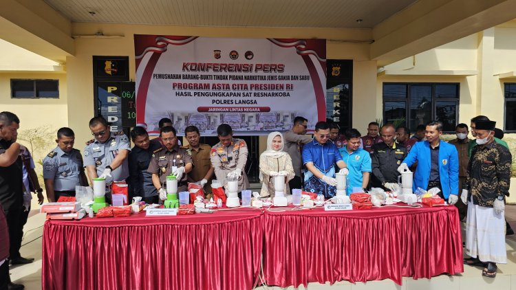 23 Kilo Gram Barang Bukti Narkotika Dimusnahkan Polres Langsa, 121.848 Jiwa Terselamatkan