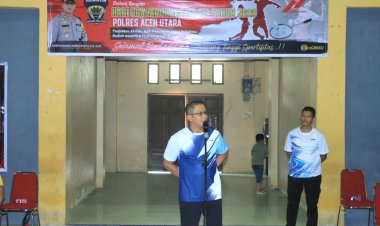 Polres Aceh Utara Gelar Turnamen Badminton Sambut Hari Bhayangkara ke-79