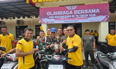 Meriah HUT Bhayangkara Polres Aceh Utara Ke-79 Olahraga dan Bagikan Doorprize
