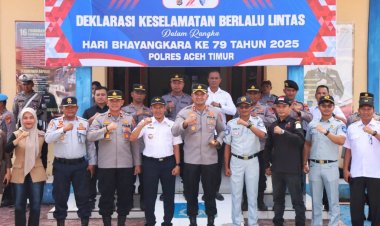 Semangat Hari Bhayangkara Ke 79, Polres Aceh Timur Gelar Deklarasi Keselamatan Berlalu Lintas