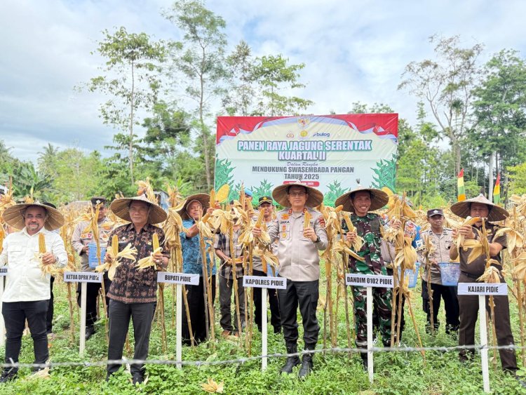 Dipimpin Presiden RI, Kapolres Pidie Ikuti Panen Raya Nasional Jagung Serentak Kuartal II Tahun 2025
