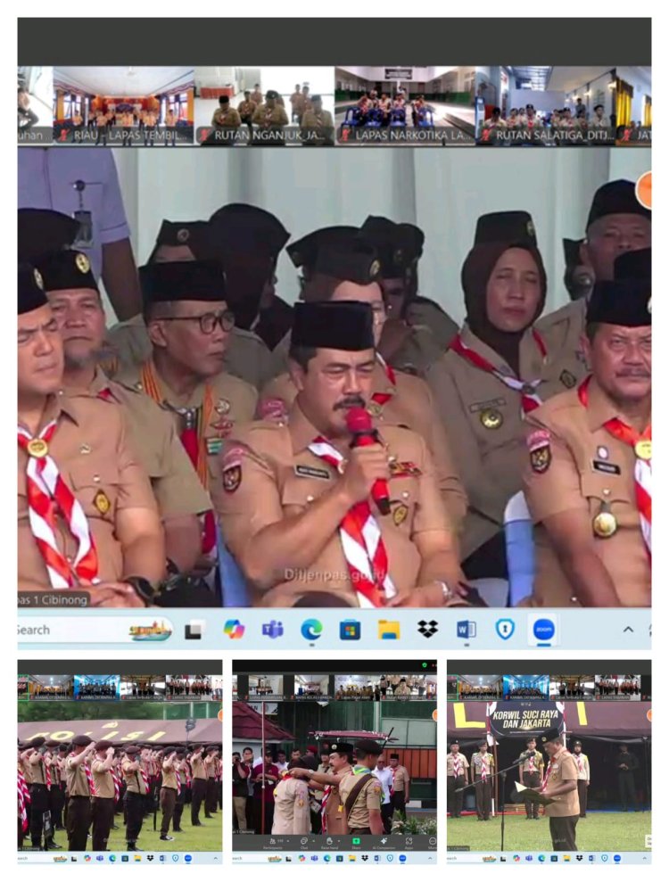 PRAMUKA RUTAN KELAS IIB BATURAJA IKUTI ARAHAN ZOOM MEETING KEGIATAN PERKEMAHAN SATYA DHARMA BHAKTI PEMASYARAKATAN
