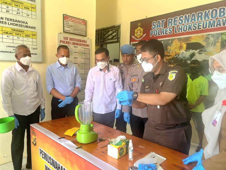 Musnahkan 107,56 Gram Sabu, Polres Lhokseumawe Tunjukkan Komitmen Perang Melawan Narkoba