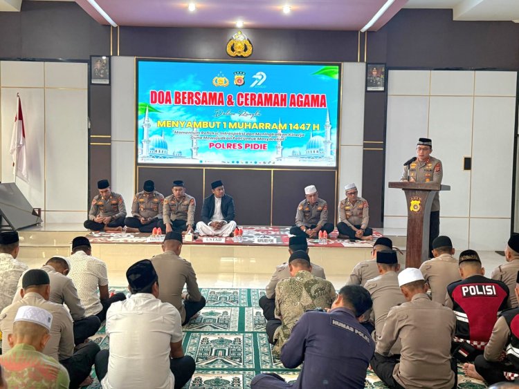Polres Pidie Gelar Doa Bersama dan Ceramah Agama Sambut 1 Muharram 1447 H