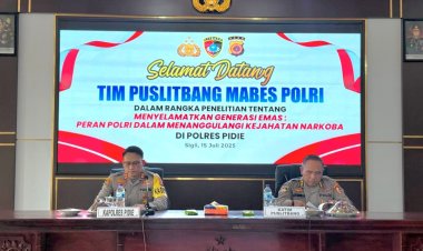 Polres Pidie Terima Kunjungan Tim Puslitbang Mabes Polri: Teliti Peran Polri dalam Menyelamatkan Generasi Emas dari Bahaya Narkoba