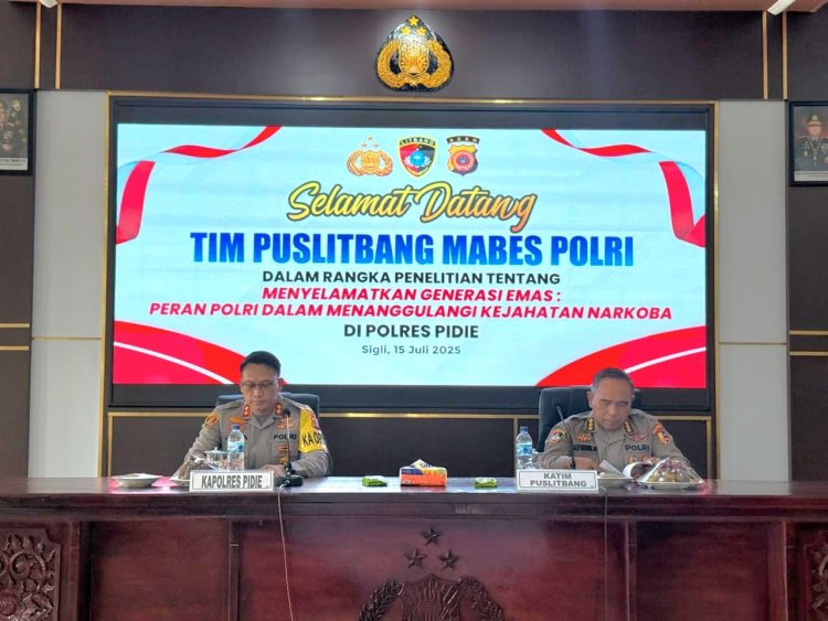 Polres Pidie Terima Kunjungan Tim Puslitbang Mabes Polri: Teliti Peran Polri dalam Menyelamatkan Generasi Emas dari Bahaya Narkoba