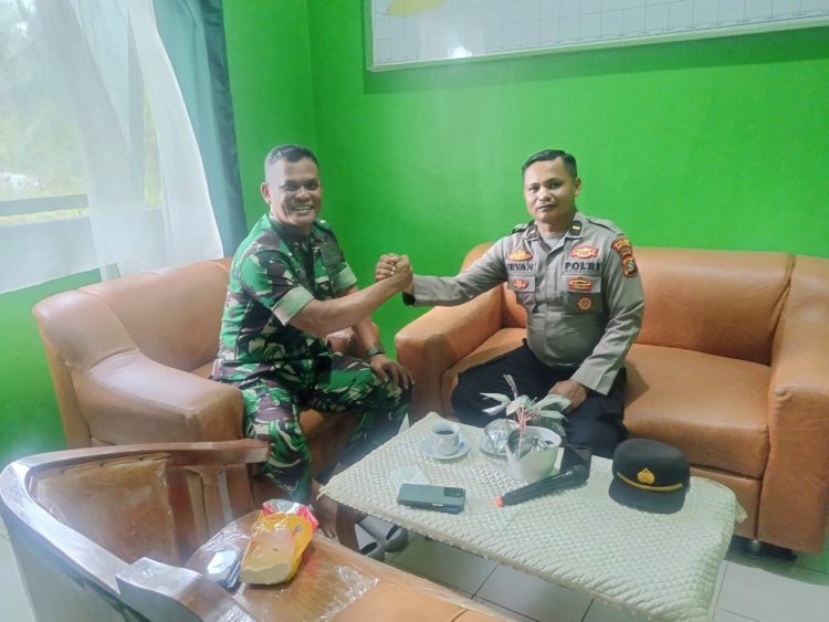 Pererat Kemitraan, Kapolsek Paya Bakong Silahturrahmi dengan Danramil