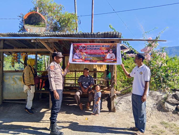 Cegah Karhutla, Polres Aceh Tengah Gencar Sosialisasi dan Pasang Spanduk Imbauan di Kampung Bewang