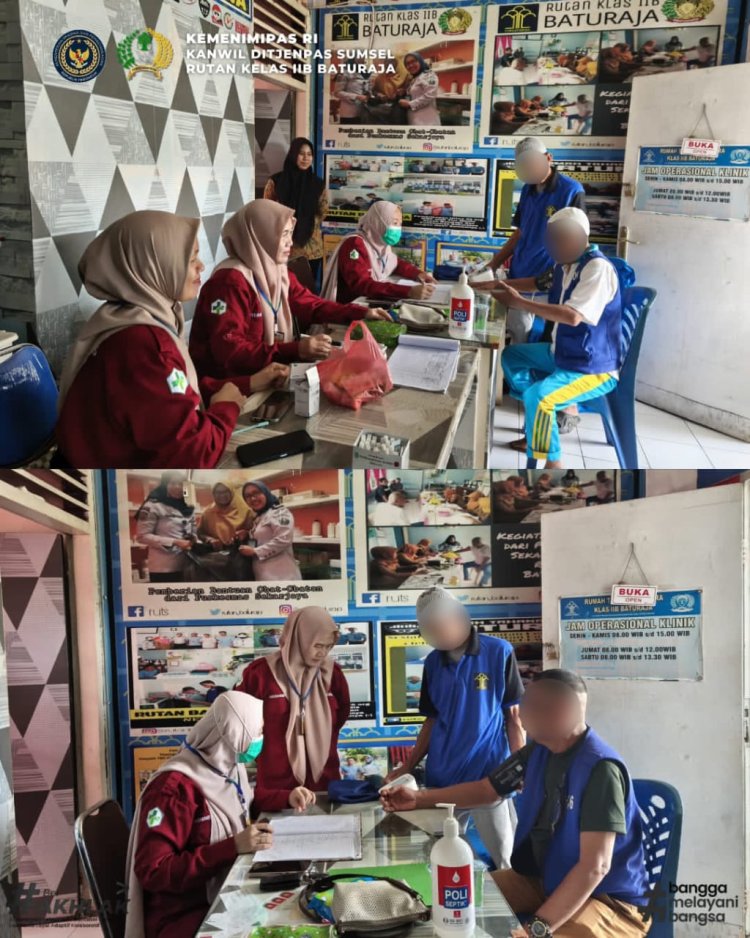Rutan Baturaja Adakan Kegiatan Pemeriksaan Kesehatan Lansia dan WBP dengan Penyakit Kronis Bersama Dokter dan Petugas Kesehatan Puskesmas Sekarjaya