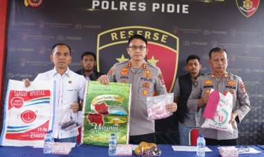 Polres Pidie Amankan Terduga Pelaku Pengoplosan Beras di Grong-Grong