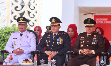 Kapolres Pidie Hadiri Upacara HUT ke-80 RI di Lapangan PCC Sigli