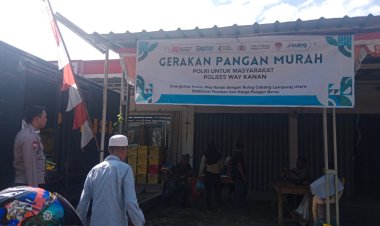 Polres Way Kanan Gelar Gerakan Pangan Murah di Pasar Bandar Sari