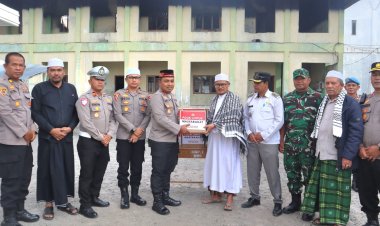 Pasca Kebakaran, Polres Bener Meriah Salurkan Bantuan Sosial untuk Ponpes Madinatuddiniyah Babussalam