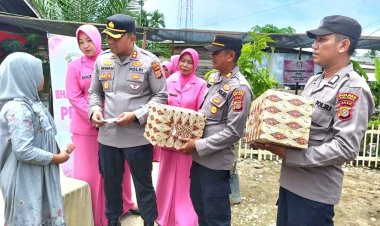 Kapolres Aceh Timur Santuni Anak Yatim Piatu Saat Kunjungan Kerja ke Polsek Serbajadi