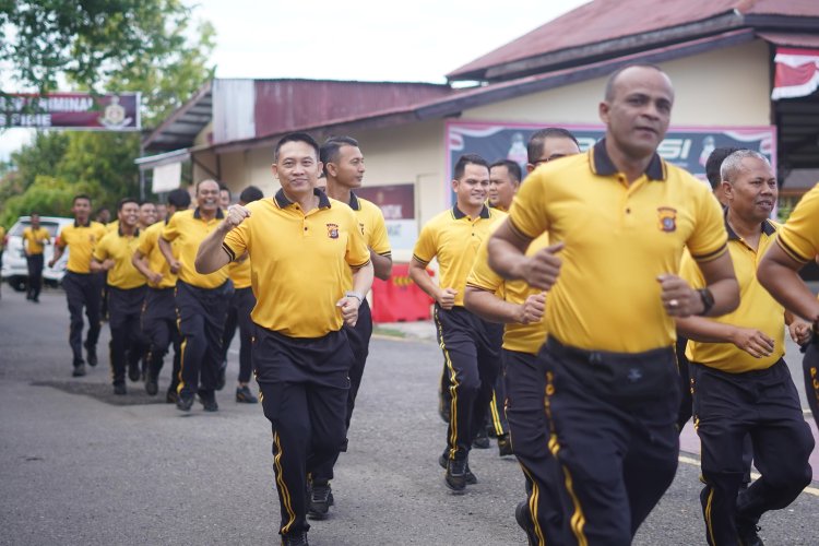 Polres Pidie Gelar Olahraga Lari Santai dan Voli Ball Usai Apel Pagi