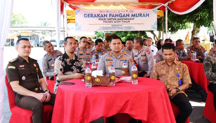 Polres Aceh Timur dan Perum Bulog Kantor Cabang Langsa Stabilkan Harga Beras Melalui Gerakan Pangan Murah