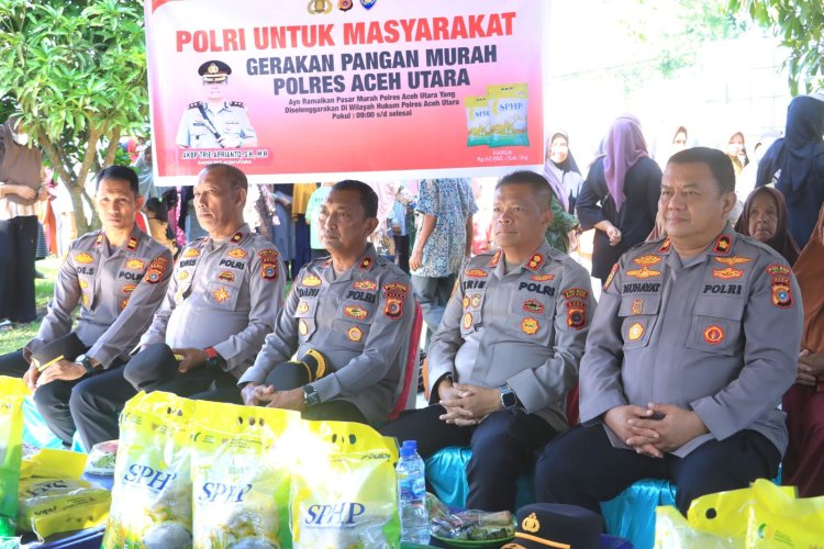 Kapolres Aceh Utara Pimpin Gerakan Pangan Murah, Warga Cot Girek Nikmati Harga Terjangkau