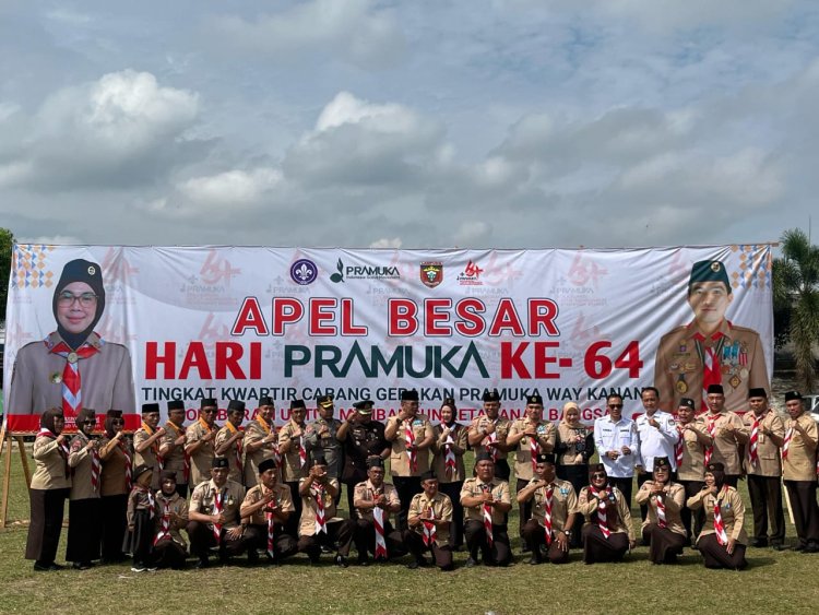Sekda Way Kanan Machiavelli hadiri Apel Besar Hari Pramuka ke-64 di Baradatu