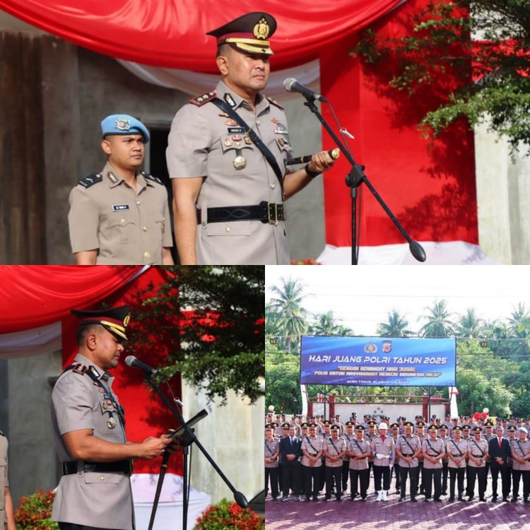 Pimpin Upacara Hari Juang Polri Tahun 2025, Kapolres Aceh Timur Bacakan Proklamasi Polisi