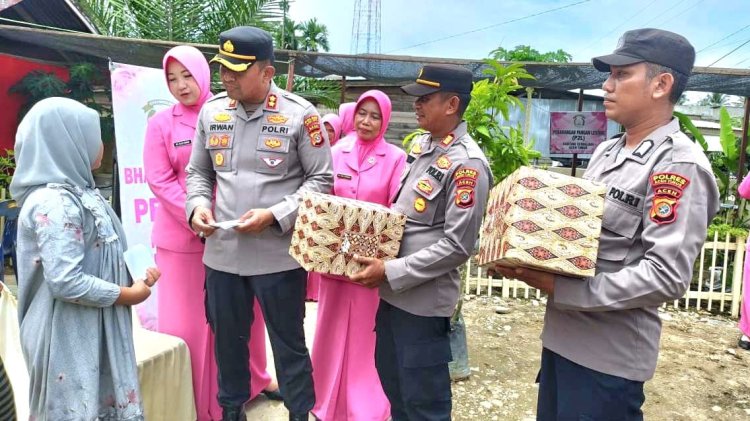 Kapolres Aceh Timur Santuni Anak Yatim Piatu Saat Kunjungan Kerja ke Polsek Serbajadi