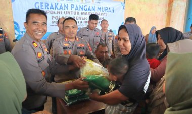 Gerakan Pangan Murah Polri Hadir Di Pintu Rime Gayo, 4 Ton Beras Ludes Terjual