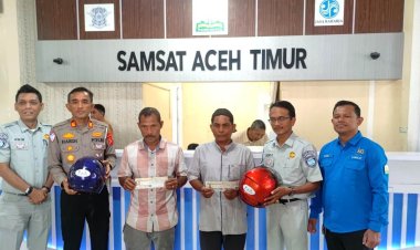 Peringati Hari Keselamatan, Satlantas Polres Aceh Timur Gelar Do’a Bersama dan Bagikan Helm Gratis ke Wajib Pajak