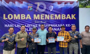 Sambut Hari Lalulintas Bhayangkara ke 70, Kapolres dan Personel Gelar Lomba Menembak di Lapangan Tembak Polres Way Kanan